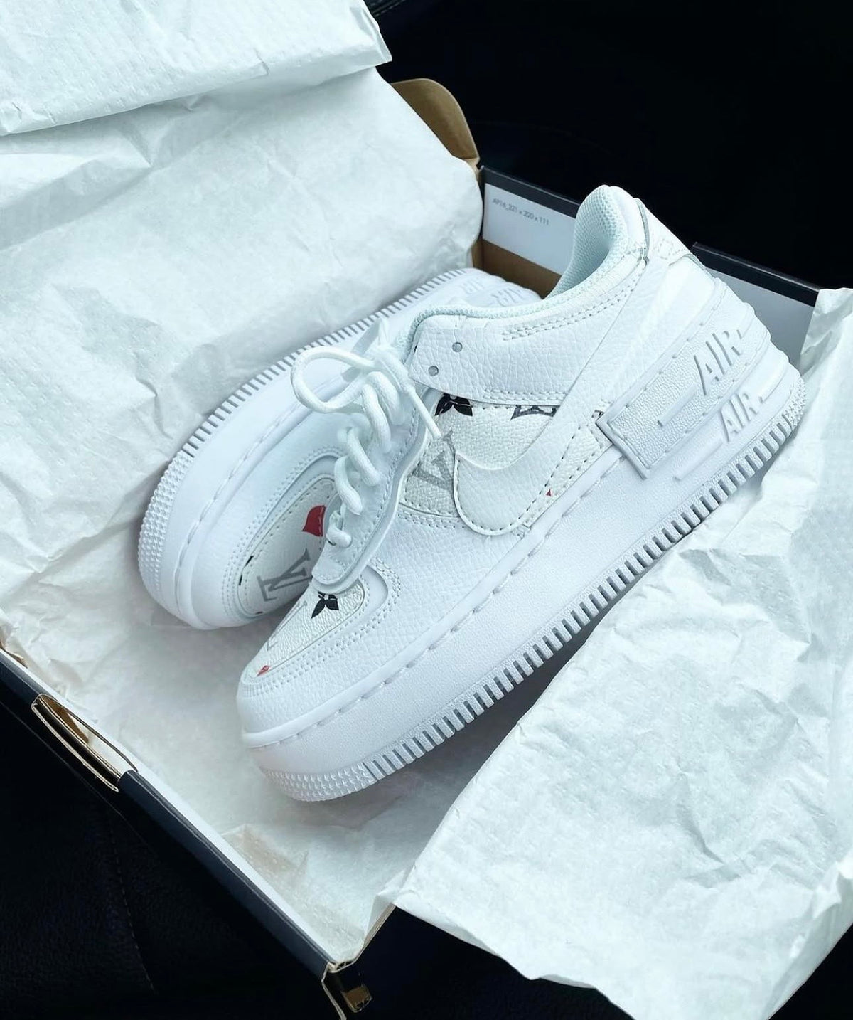 Air Force 1 Shadows | White | Red • Black Monogram