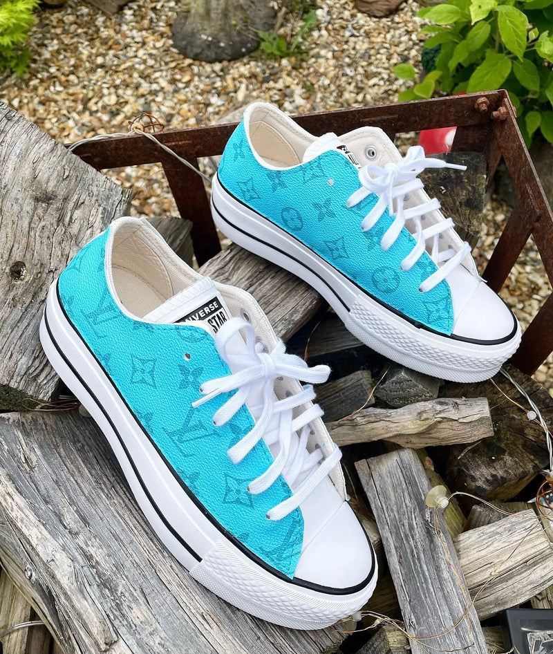Chuck Taylor All Star Platform Low Top Shoes | Turquoise Blue | Monogram