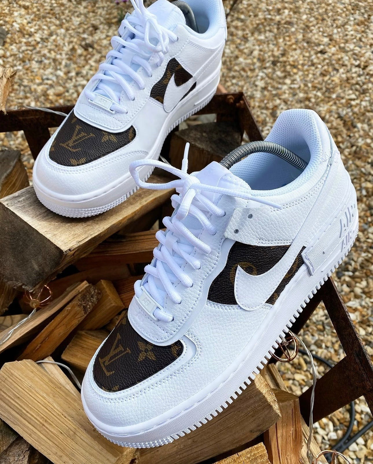 Air Force 1 Shadows | Brown Leather | Tan • Gold