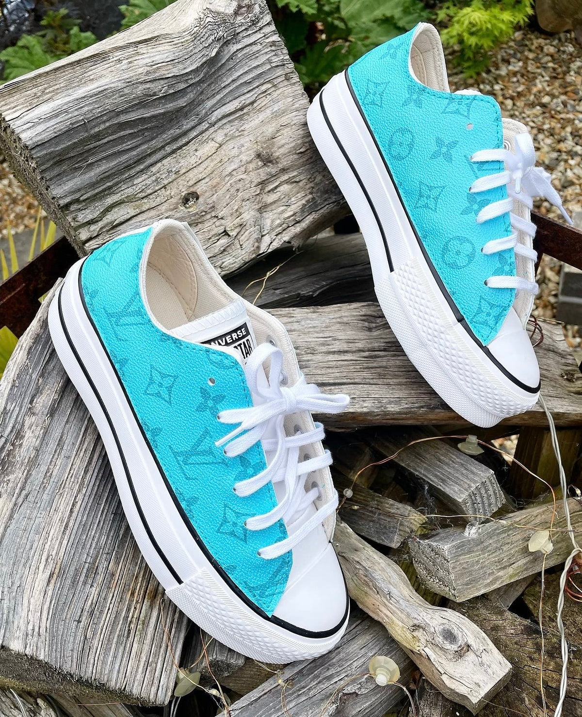 Chuck Taylor All Star Platform Low Top Shoes | Turquoise Blue | Monogram