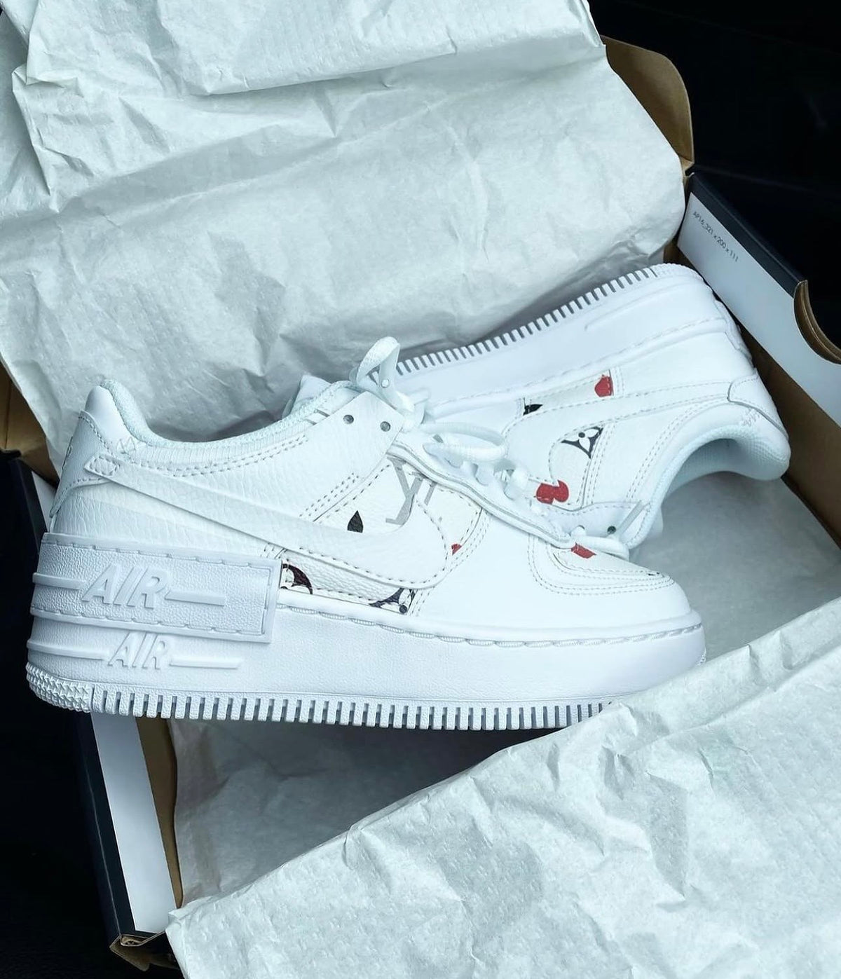 Air Force 1 Shadows | White | Red • Black Monogram