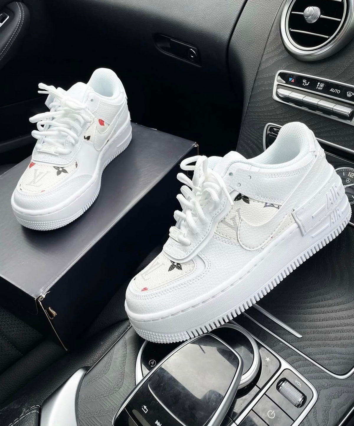 Air Force 1 Shadows | White | Red • Black Monogram