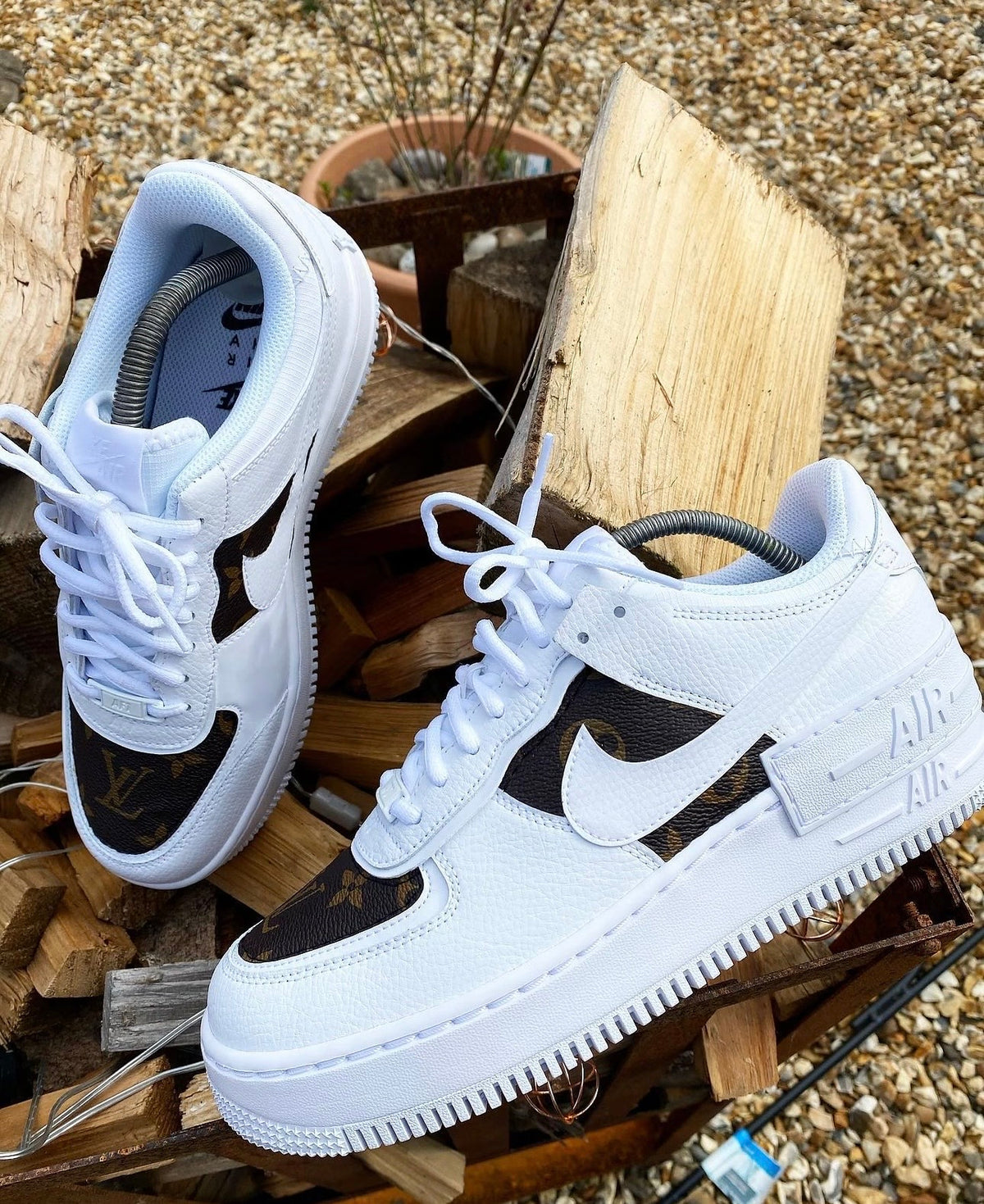 Air Force 1 Shadows | Brown Leather | Tan • Gold